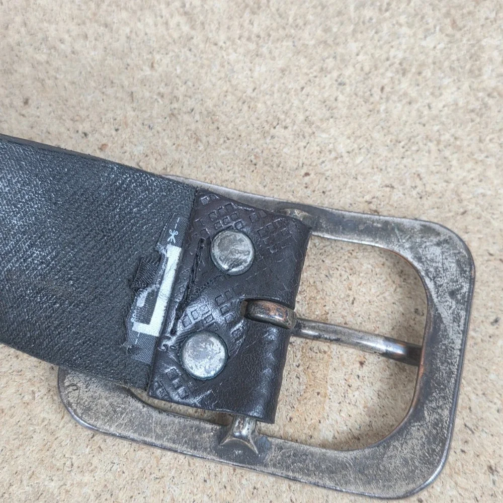 vintage G-Star Line Textured raw Leather Belt  logo‎ wide Y2K SIZE 38 black